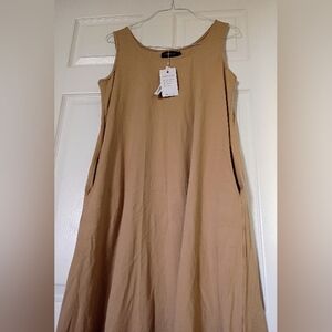 Merokeety Elegant Tan Maxi Dress Size Large Comfy Fit NWT